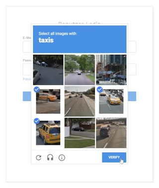 recaptcha example of taxis